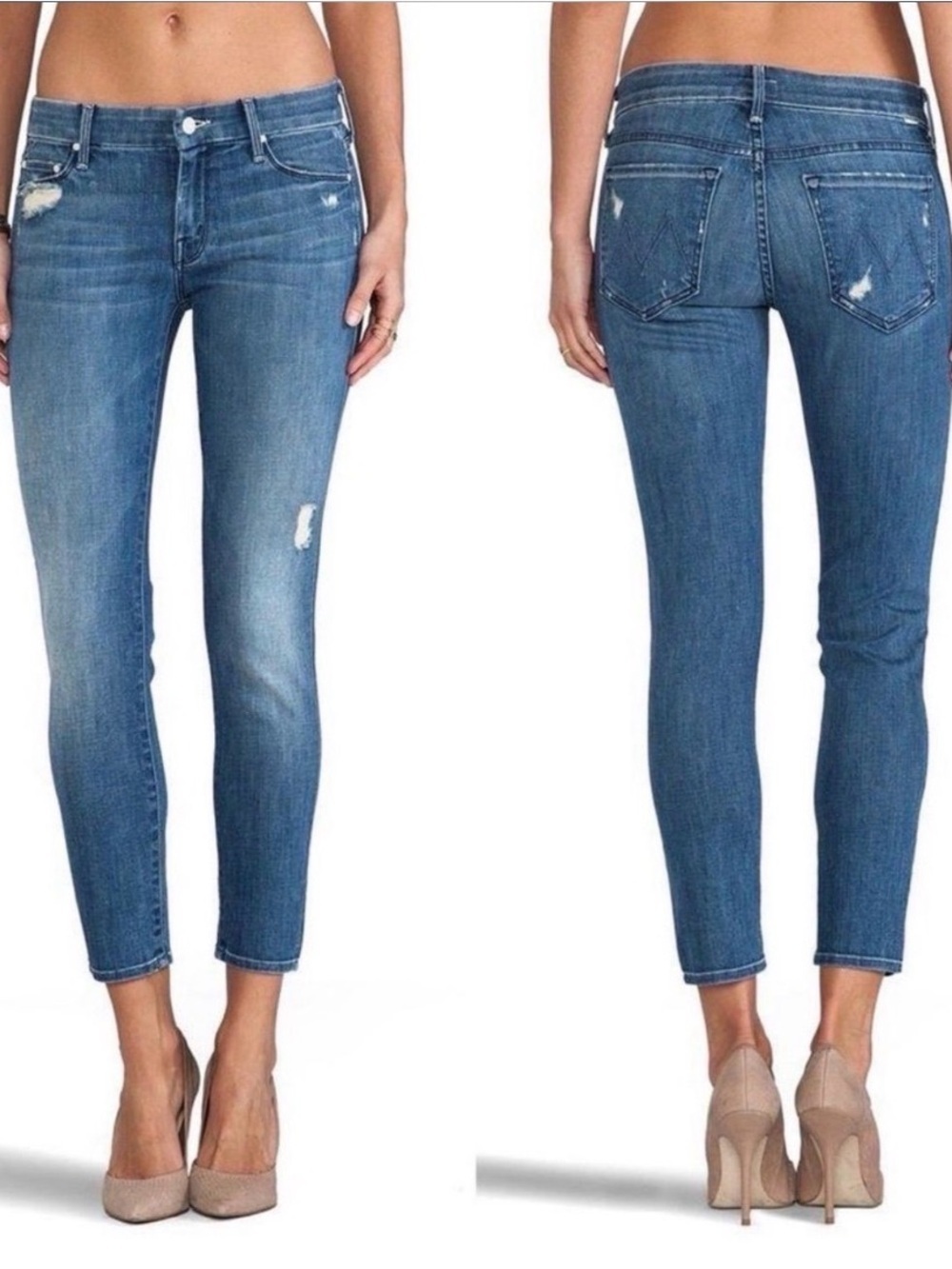 Mother Jeans The Looker Ankle Zip Skinny Jeans Distressed size 25 (28x28)